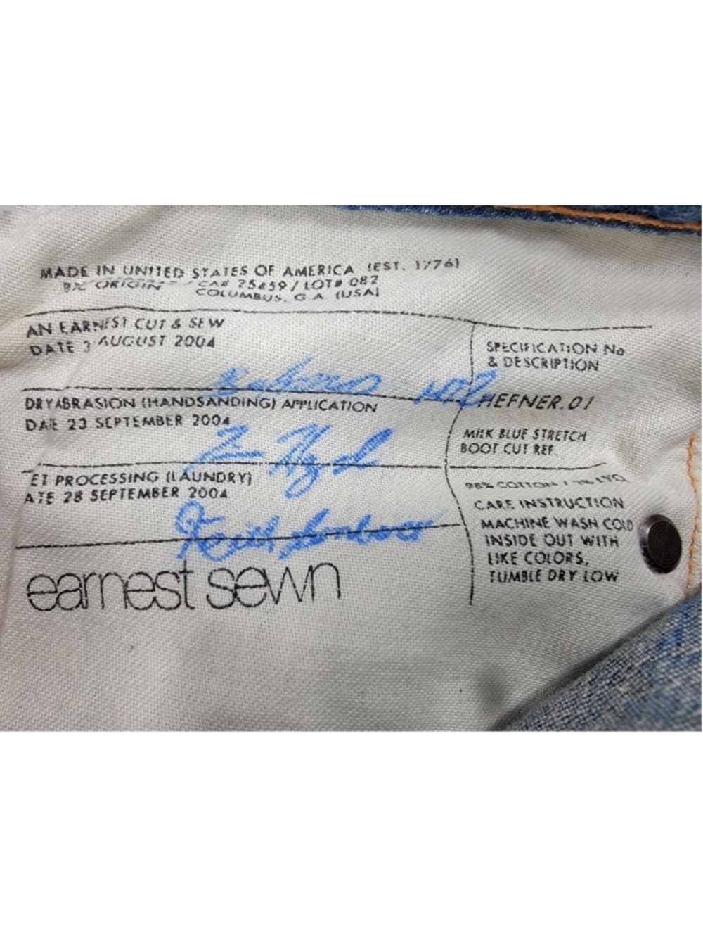 NEW EARNEST SEWN Hefner .01 Bootcut Jeans 27x30 Milk Blue USA Made 2004 NWT Y2K - Picture 5 of 12